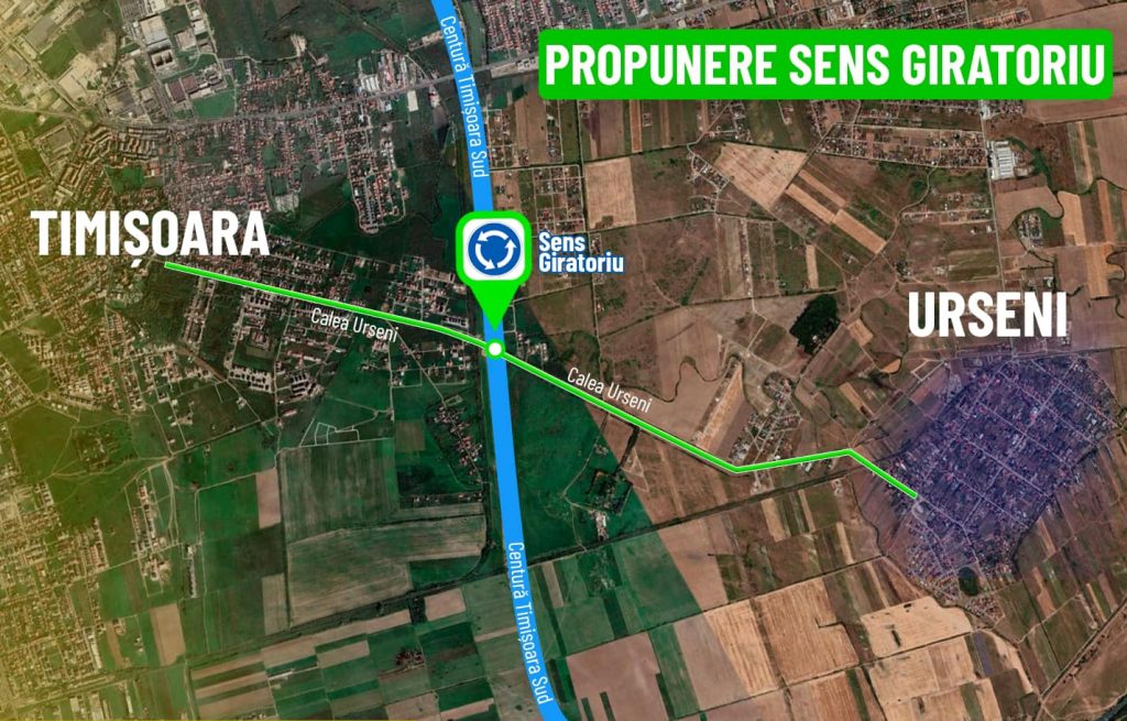 Sens giratoriu la intersecția centurii de sud cu Calea Urseni! Solicitarea făcută de CJ Timiș către Ministerul Transporturilor